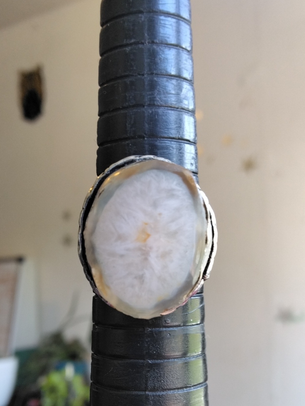 Gorgeous White Solar Quartz Silver Plated Gemstone Ring
